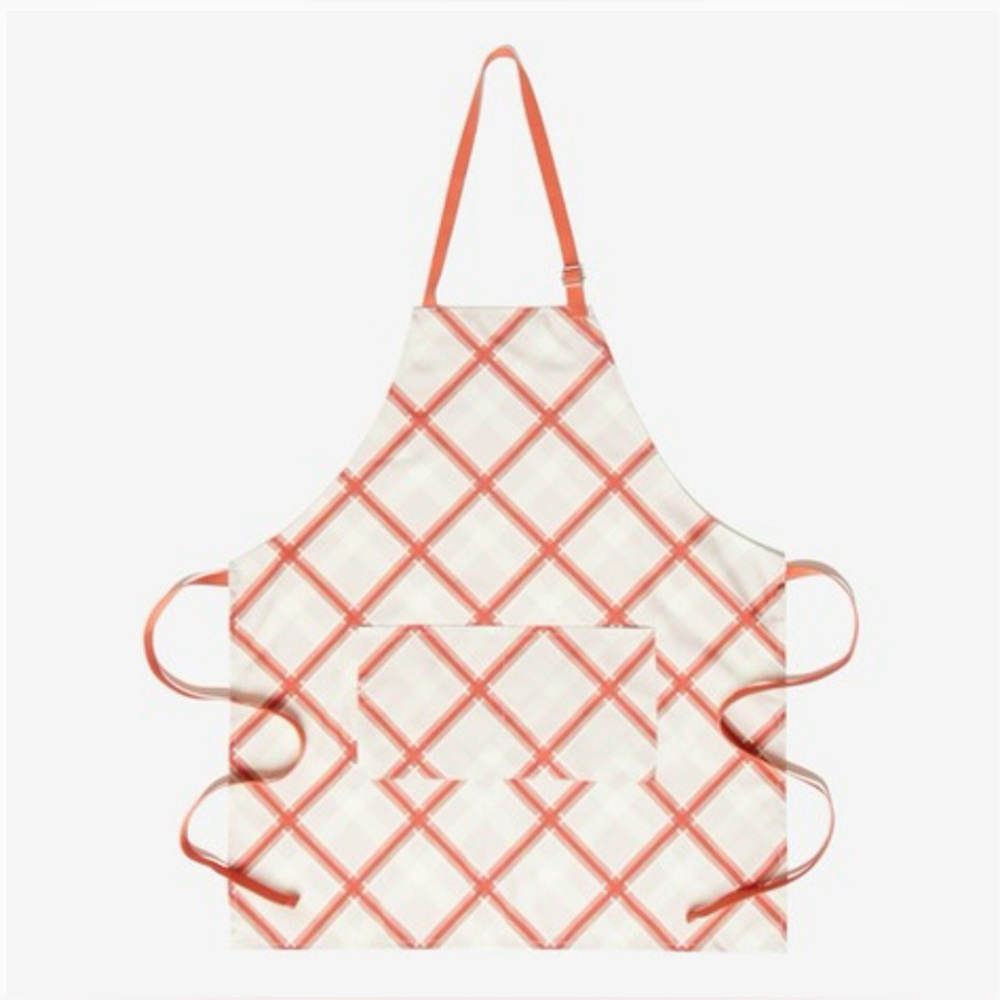 SEWING DOWN SOUTH Cooking Apron, Perfectly Plaid Orange Checkered Kitchen Apron